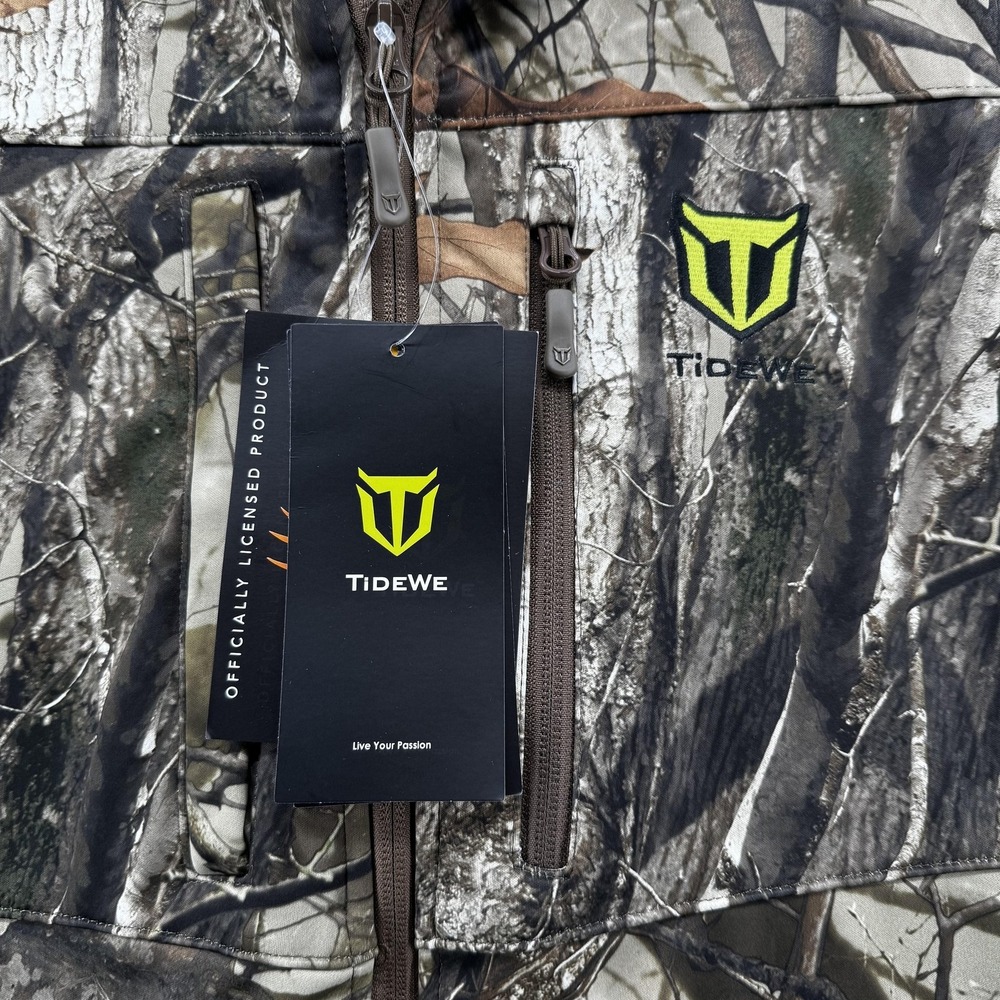 TideWe Jacket Mens 2XL Brown Camo INSULATED Softshell Hooded Waterproof Hunting - Picture 3 of 14